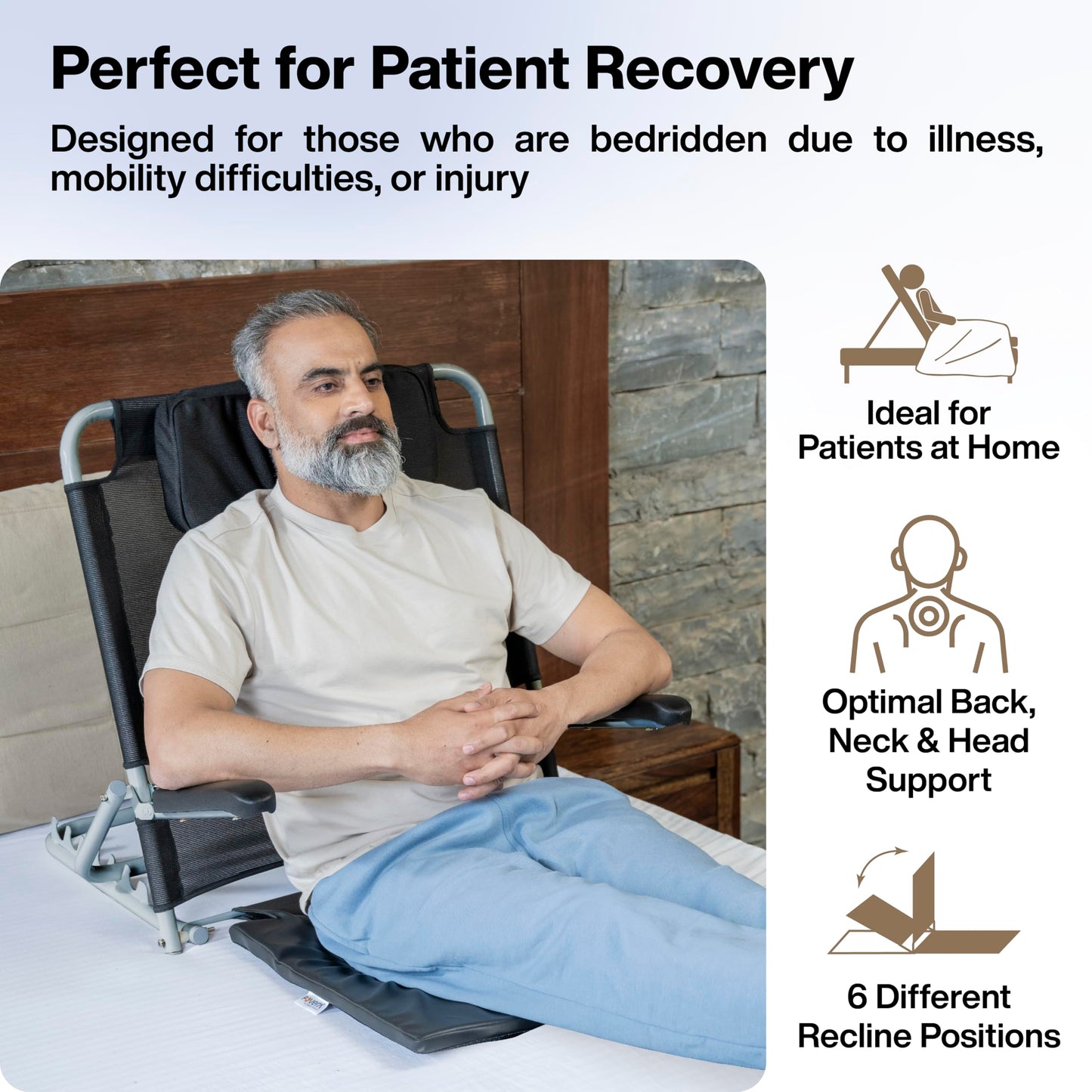 Adjustable Back Rest for Use On Bed Or Back Support
