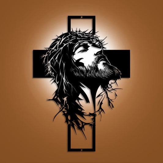 Crown of Thorns Jesus Cross Metal Wall Decor: Heartfelt Faith Statement