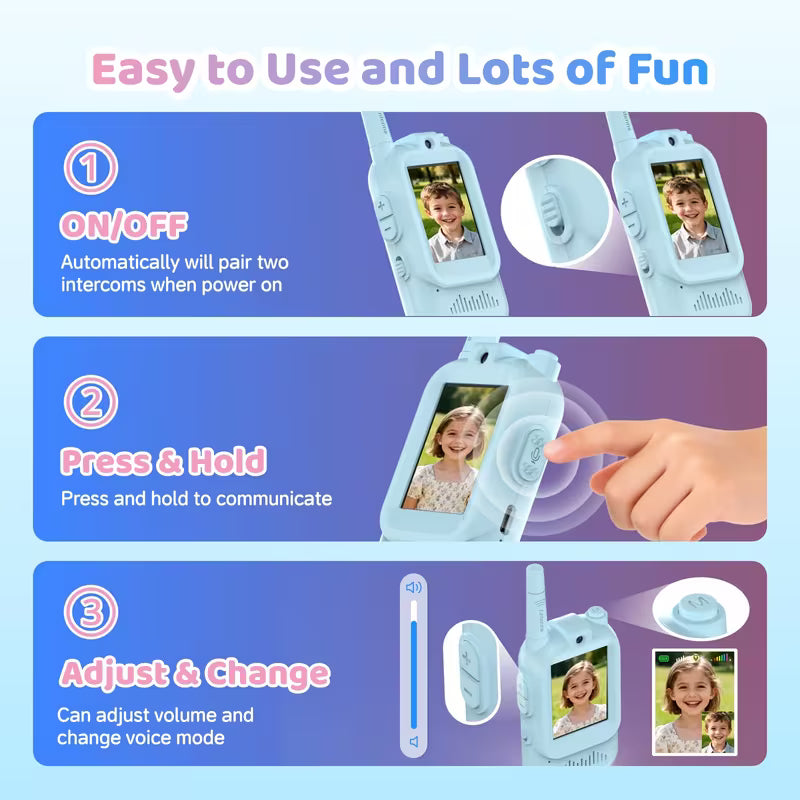 2-Pack Kids Video Walkies Talkies with Voice Changer