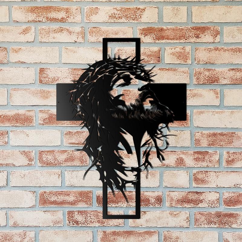 Crown of Thorns Jesus Cross Metal Wall Decor: Heartfelt Faith Statement