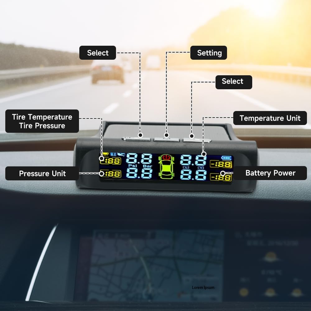 Smart Wireless Solar Tire Pressure Monitoring System