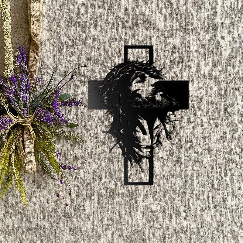 Crown of Thorns Jesus Cross Metal Wall Decor: Heartfelt Faith Statement