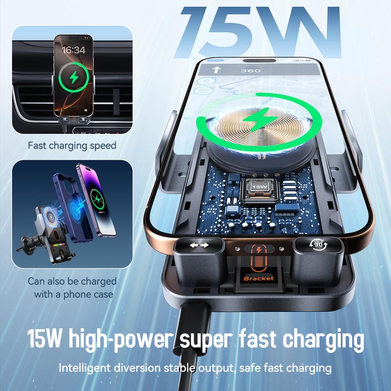 Premium 2-in-1 Smart Induction Wireless Car Charger Holder