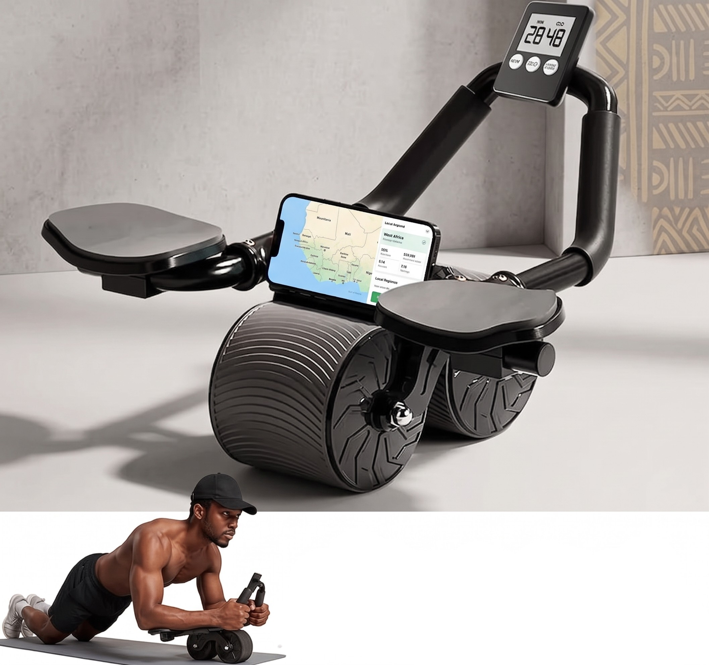 Smart Automatic Rebound Ab Wheel with Smart Timer