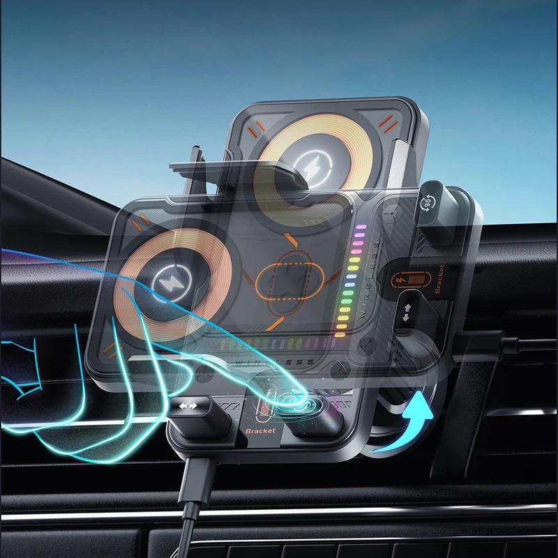 Premium 2-in-1 Smart Induction Wireless Car Charger Holder