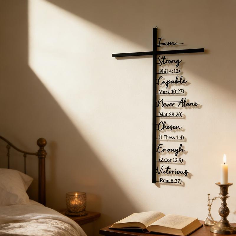 Biblical Verse Cross Metal Wall Decor: Daily Faith Reminder
