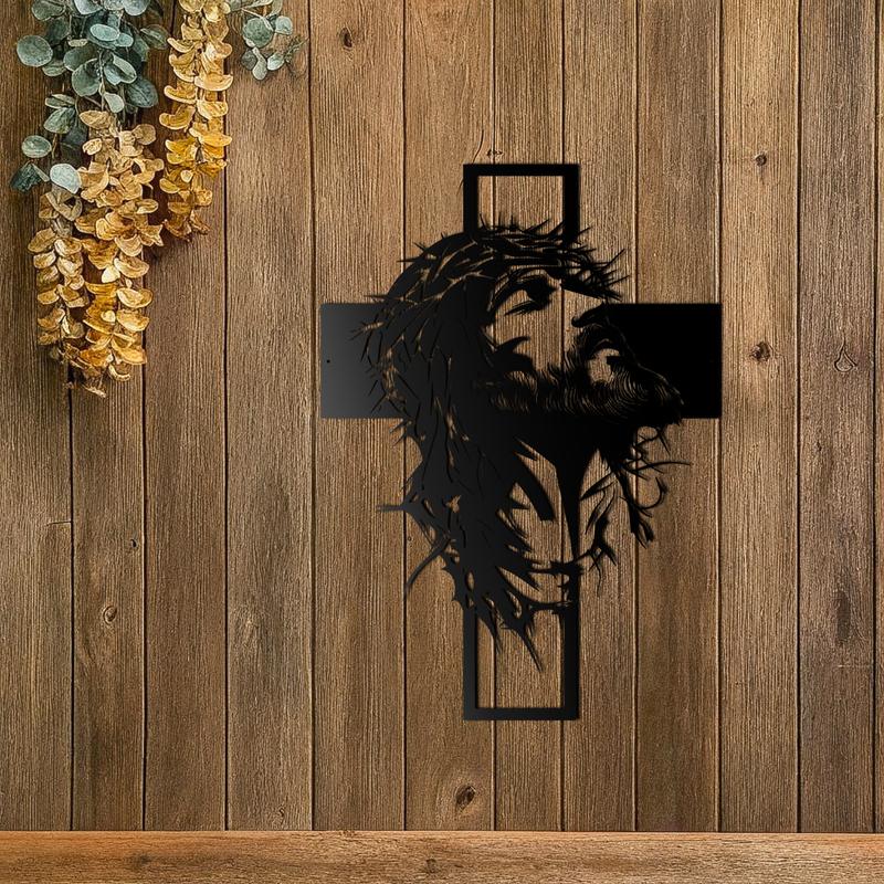 Crown of Thorns Jesus Cross Metal Wall Decor: Heartfelt Faith Statement