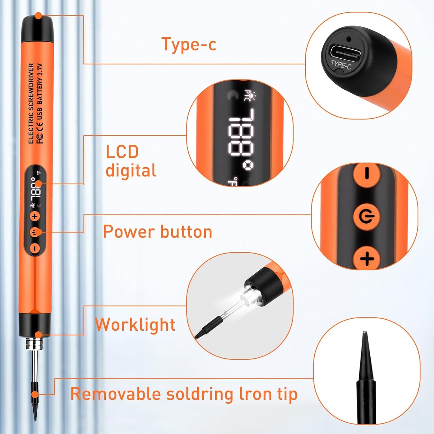 Smart Cordless Soldering Iron Kit with HD LCD Display
