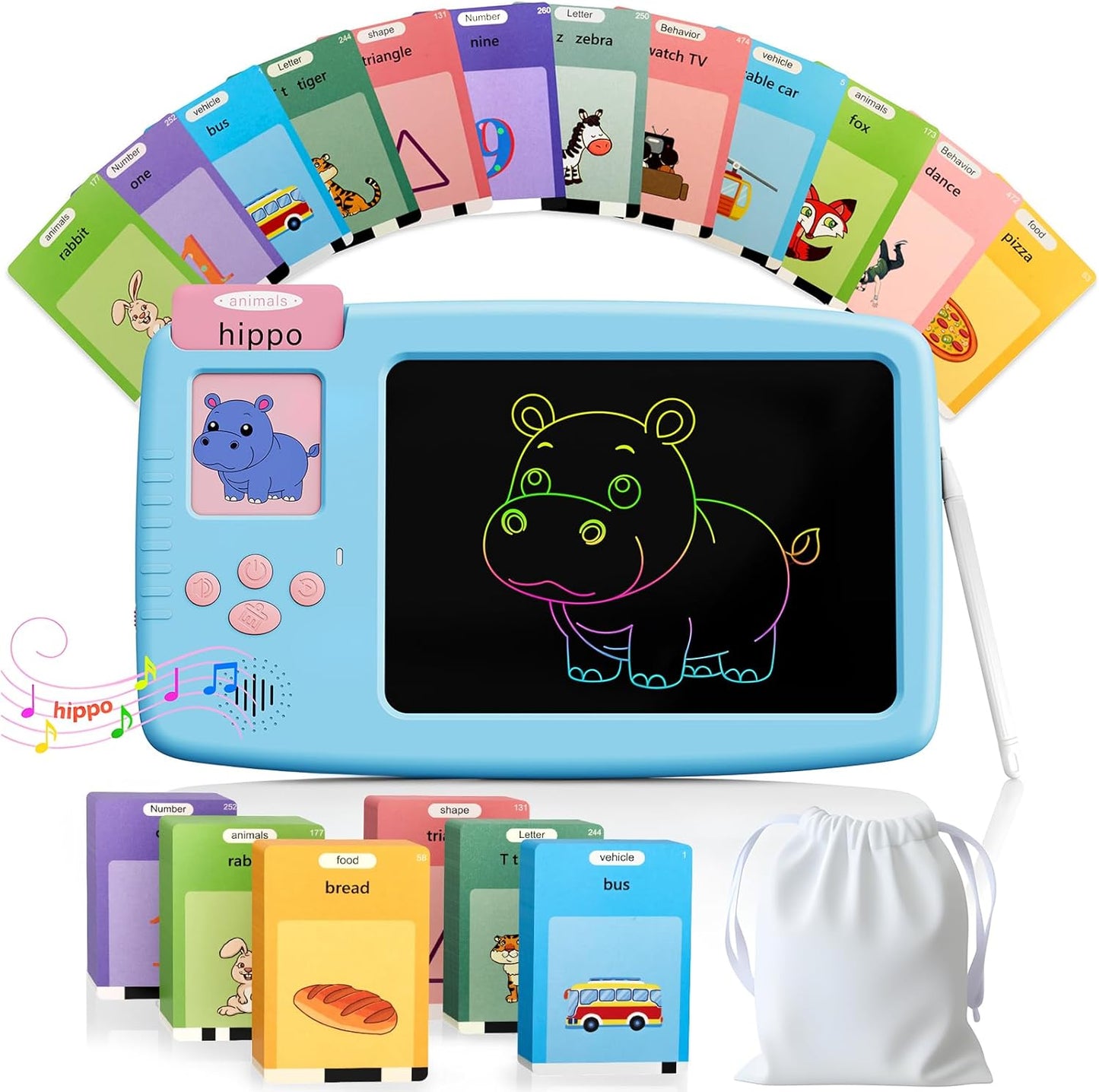 2-in-1 Talking Flash Cards & LCD Writing Tablet - Pediatrician Approved