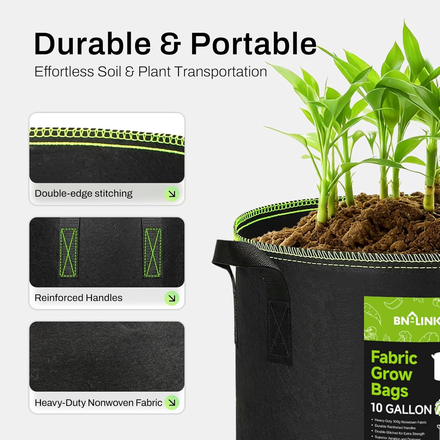 5-Pack 5 Gallon Fabric Grow Bags