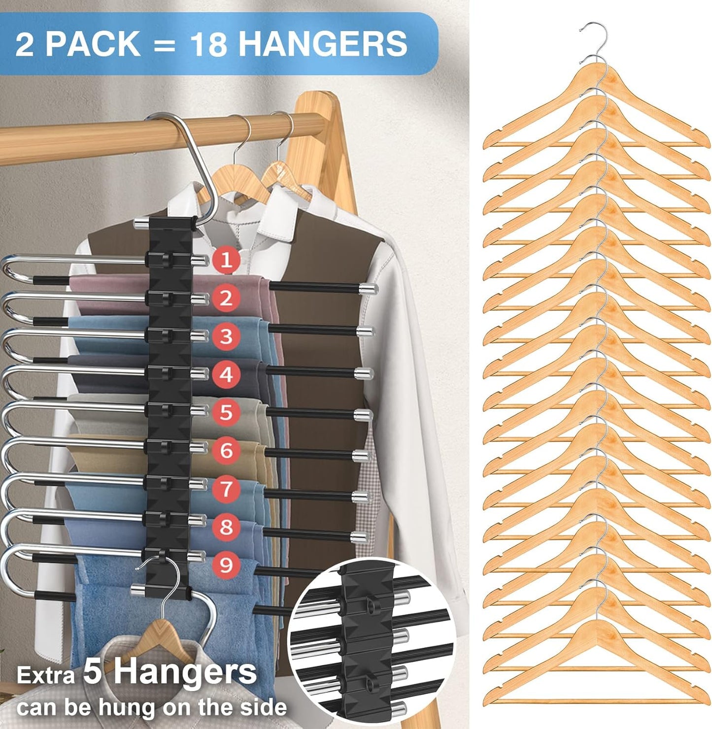9-In-1 Space Saving clothes Hangers
