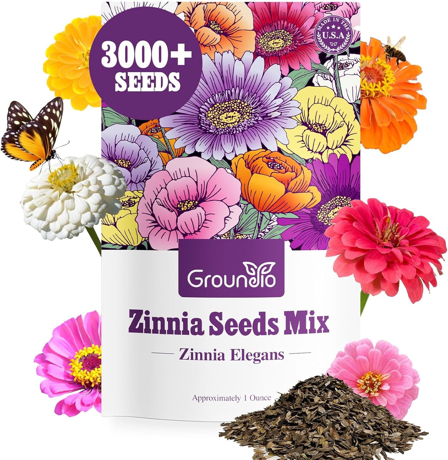 Groundio Multi-Color Zinnia Flower Seeds