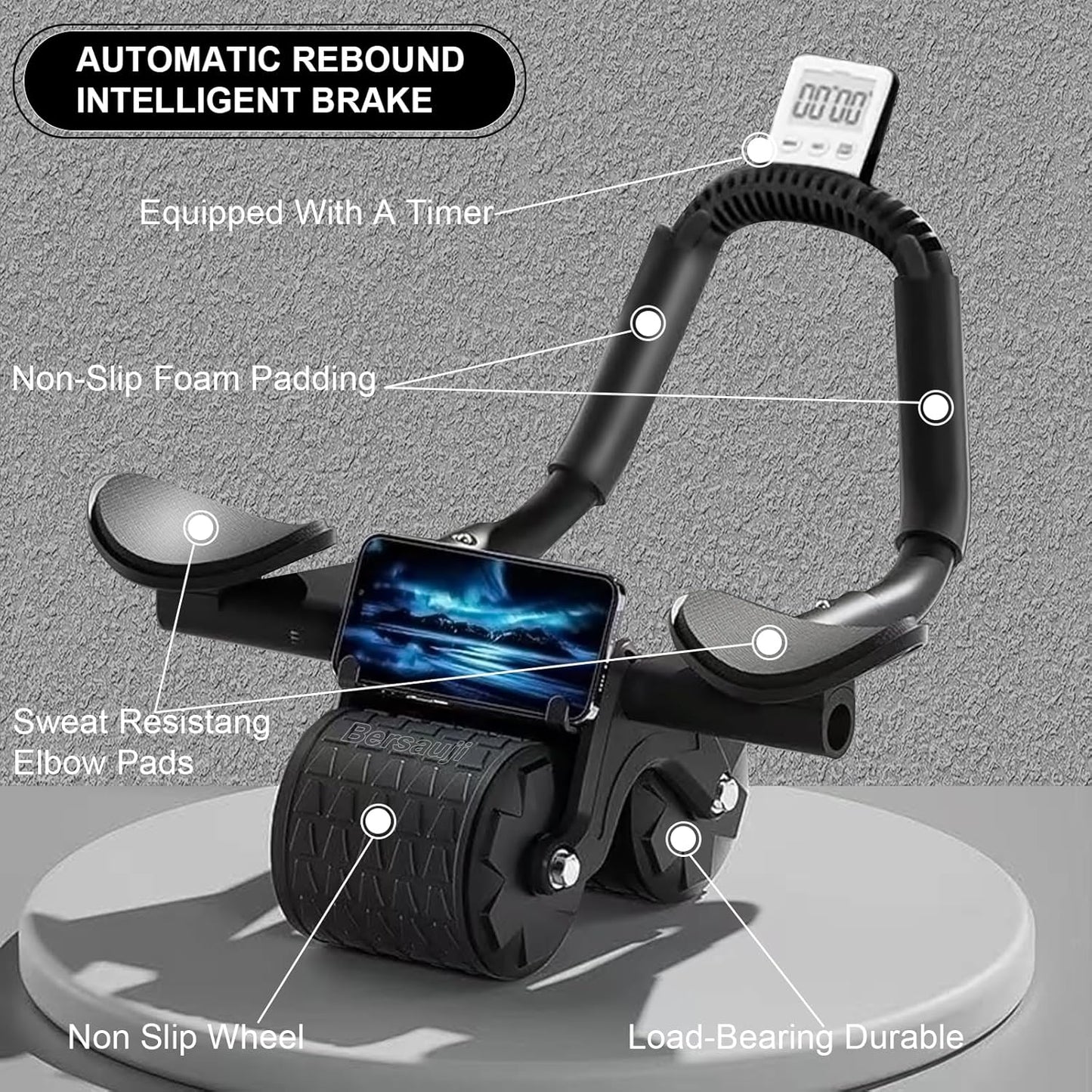 Smart Automatic Rebound Ab Wheel with Smart Timer
