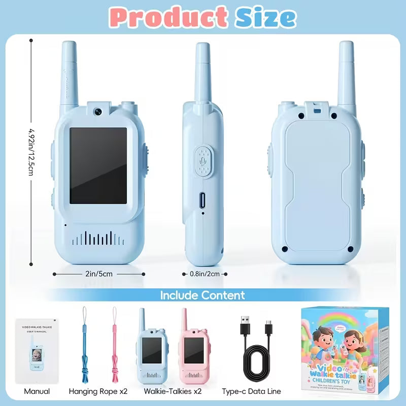 2-Pack Kids Video Walkies Talkies with Voice Changer