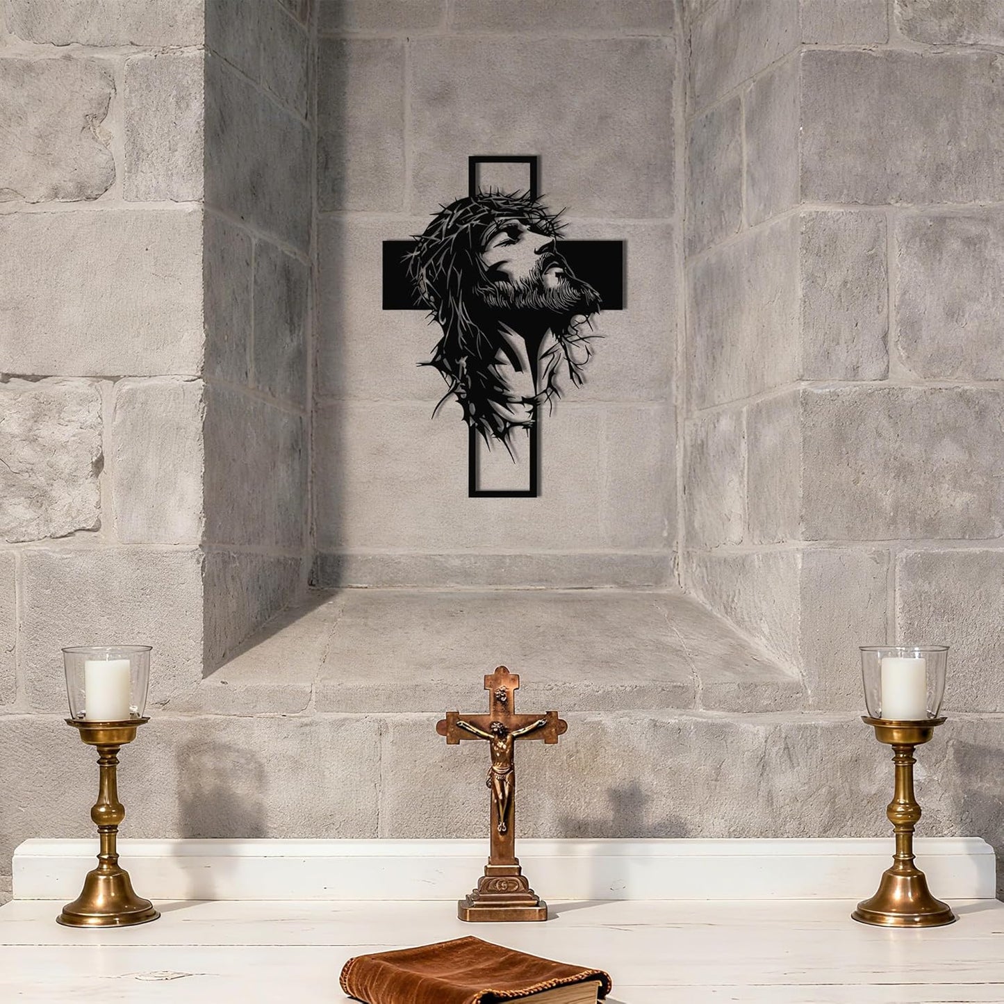 Crown of Thorns Jesus Cross Metal Wall Decor: Heartfelt Faith Statement