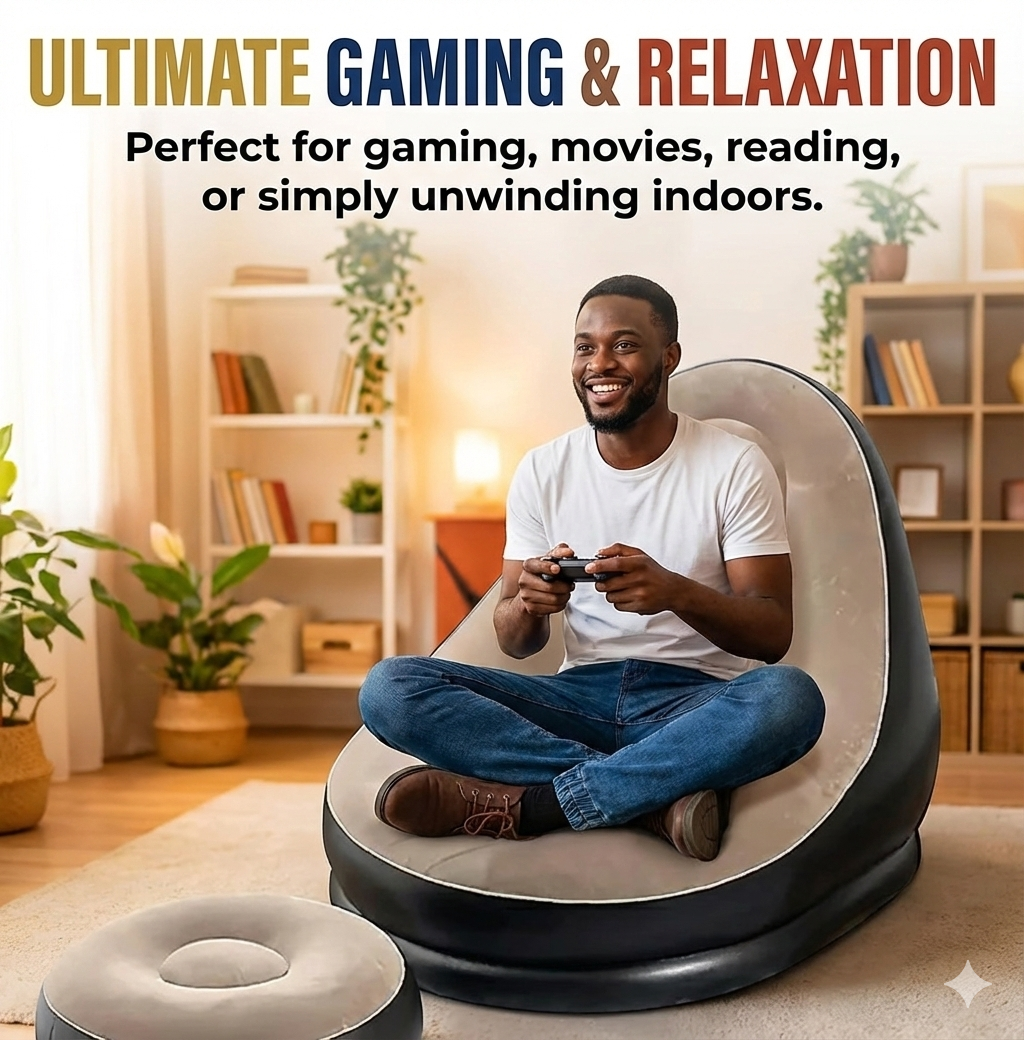 Inflatable Sofa with Footrest– Perfect for Home and Travel