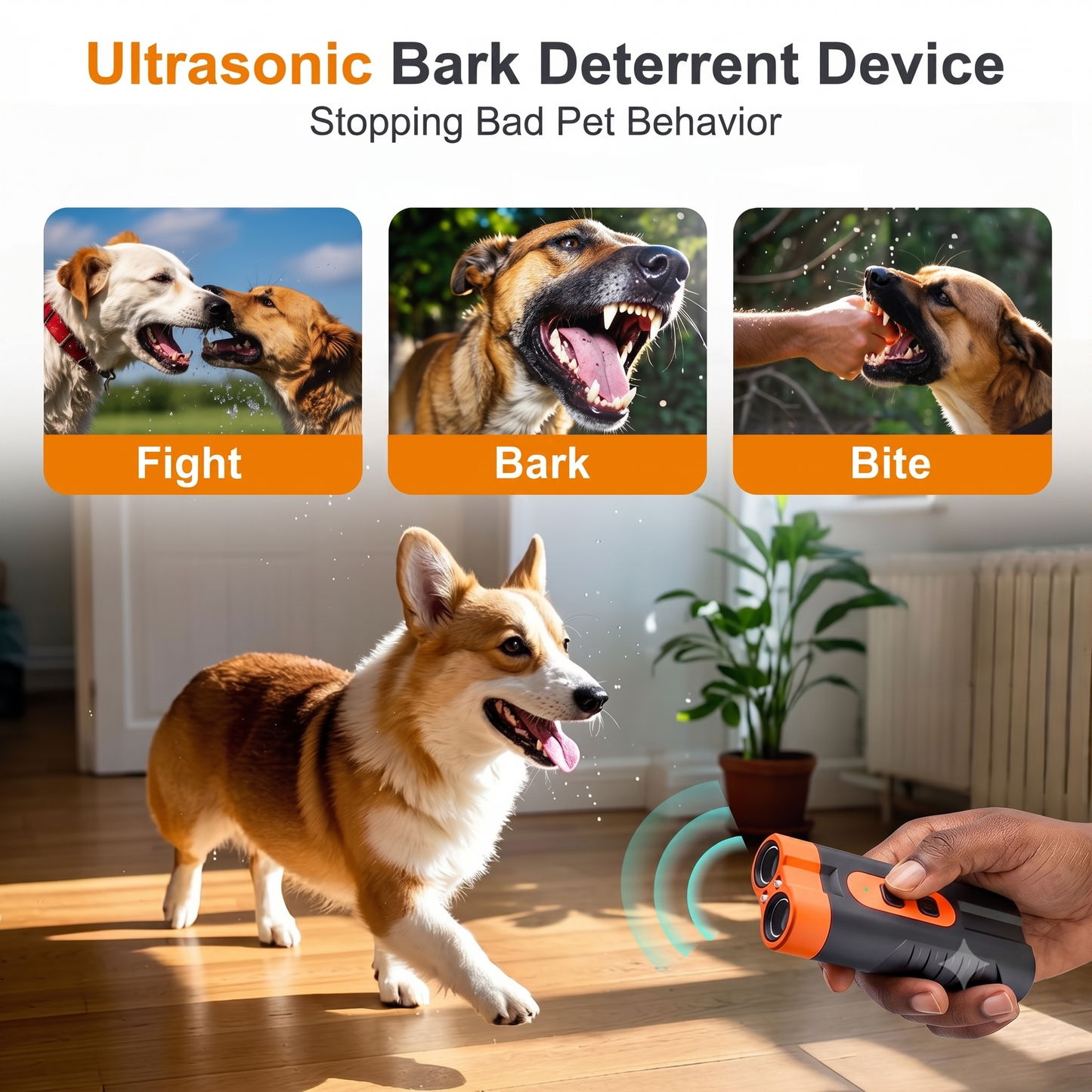 Smart 4-in-1 Ultrasonic Dog Bark Deterrent & Training Shield