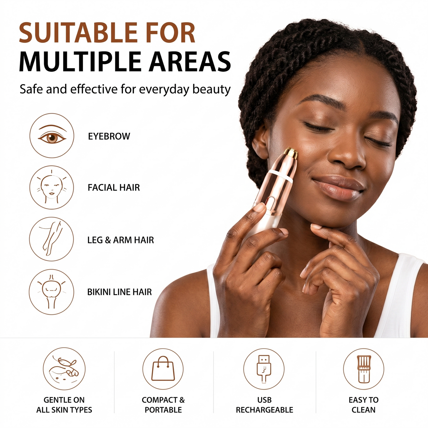 2-in-1 Women's Eyebrow and Facial Hair Removal Device