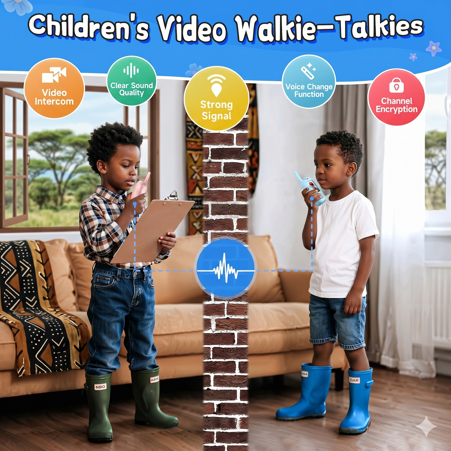 2-Pack Kids Video Walkies Talkies with Voice Changer