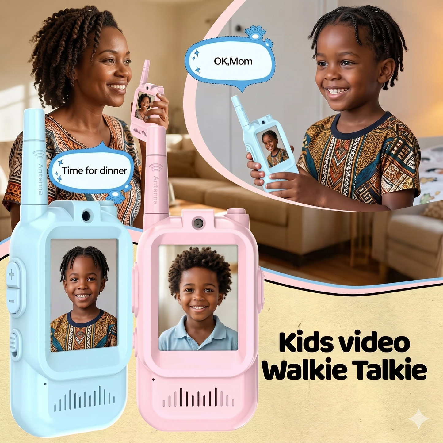 2-Pack Kids Video Walkies Talkies with Voice Changer