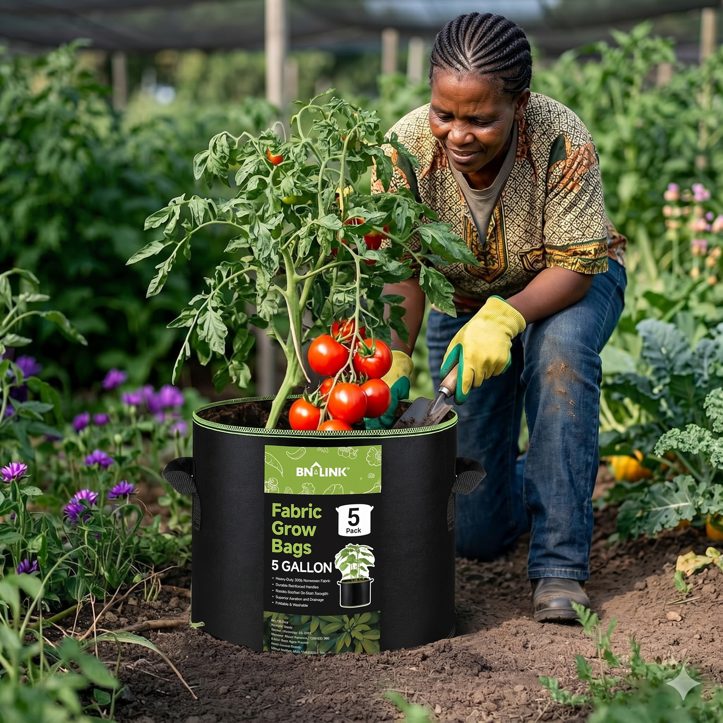 5-Pack 5 Gallon Fabric Grow Bags