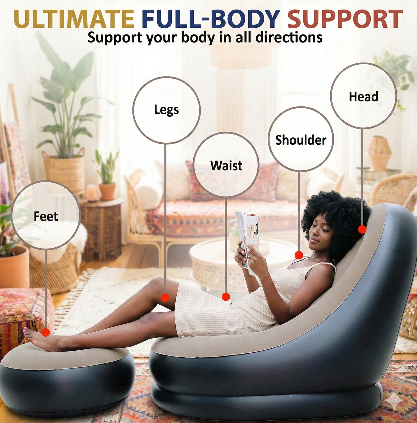 Inflatable Sofa with Footrest– Perfect for Home and Travel
