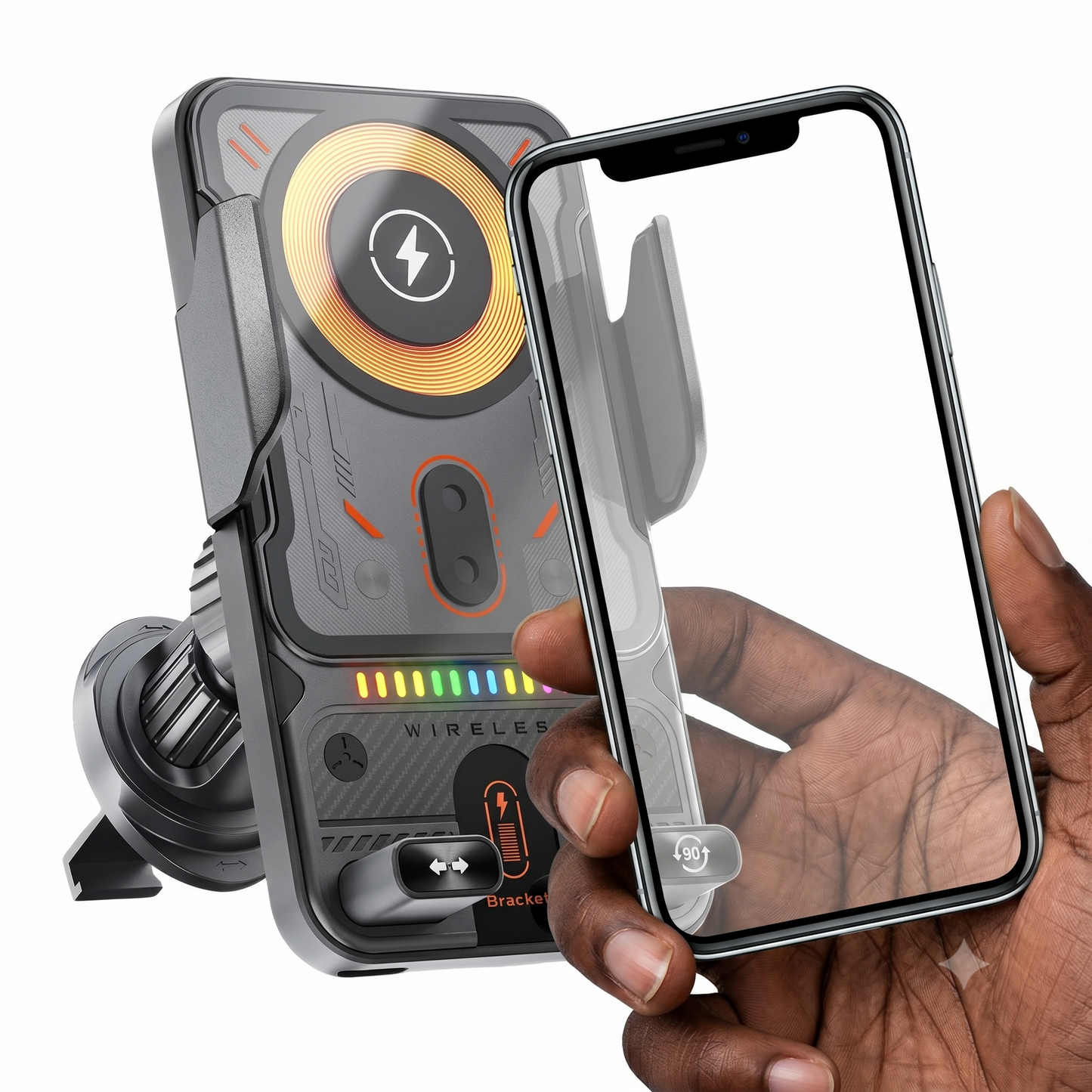 Premium 2-in-1 Smart Induction Wireless Car Charger Holder