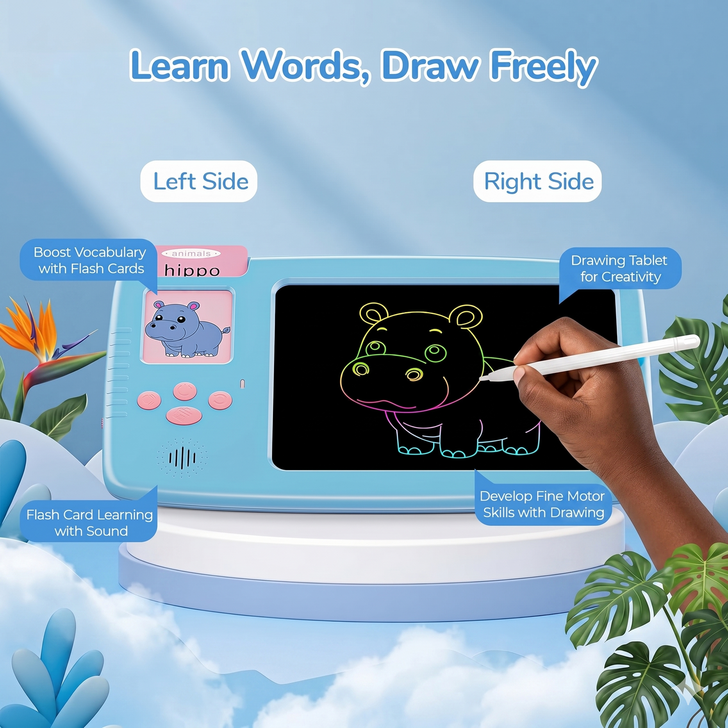 2-in-1 Talking Flash Cards & LCD Writing Tablet - Pediatrician Approved