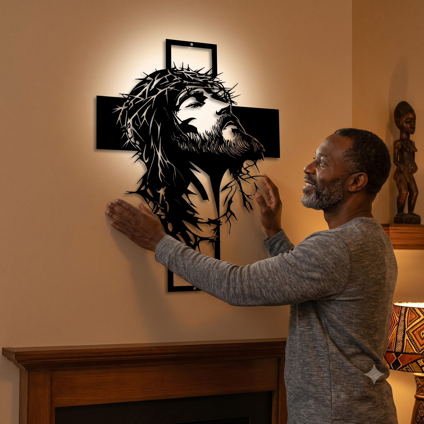Crown of Thorns Jesus Cross Metal Wall Decor: Heartfelt Faith Statement