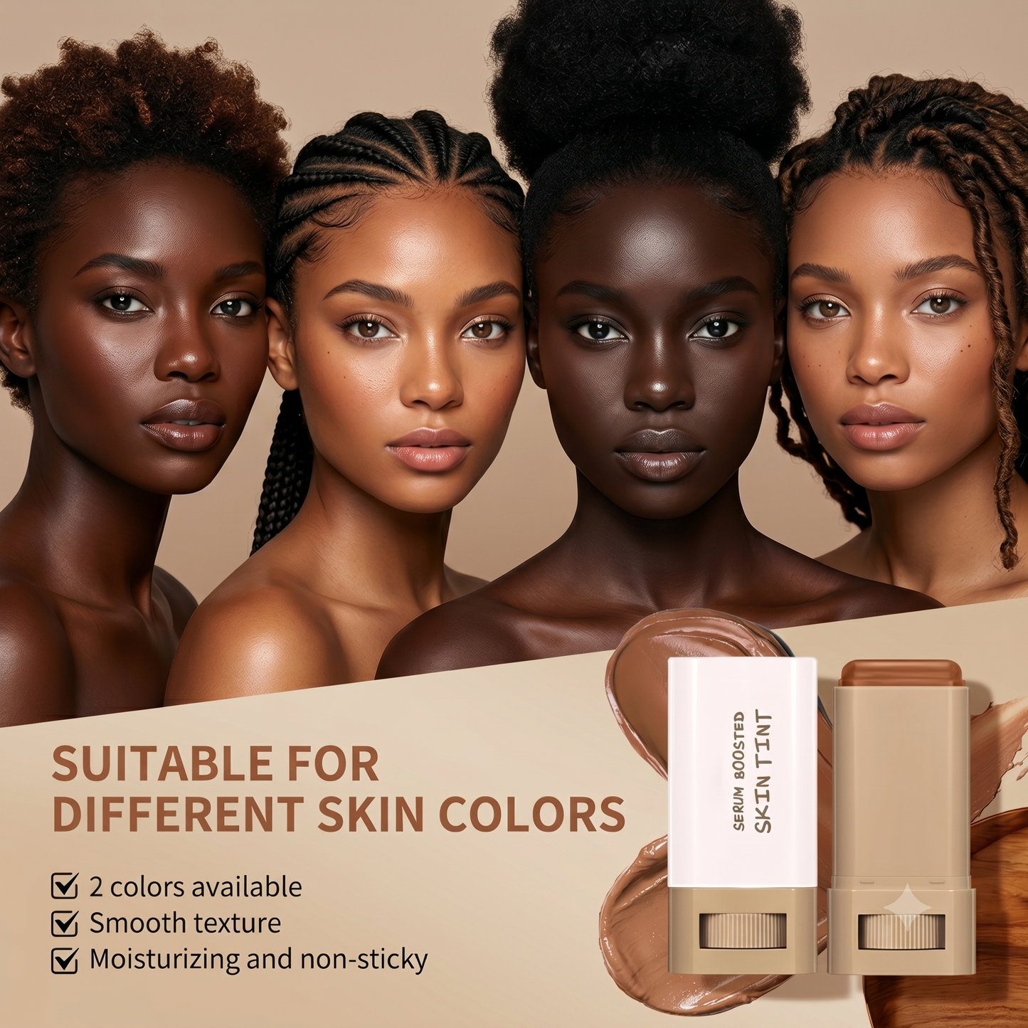 Smart 4-in-1 Solid Serum Skin Tint & Foundation Stick Duo Pack
