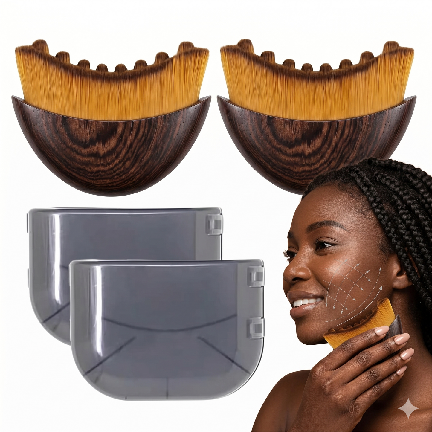 Lymphatic Contour Face Brush for Sculpting & Lifting (2 Pcs Set)