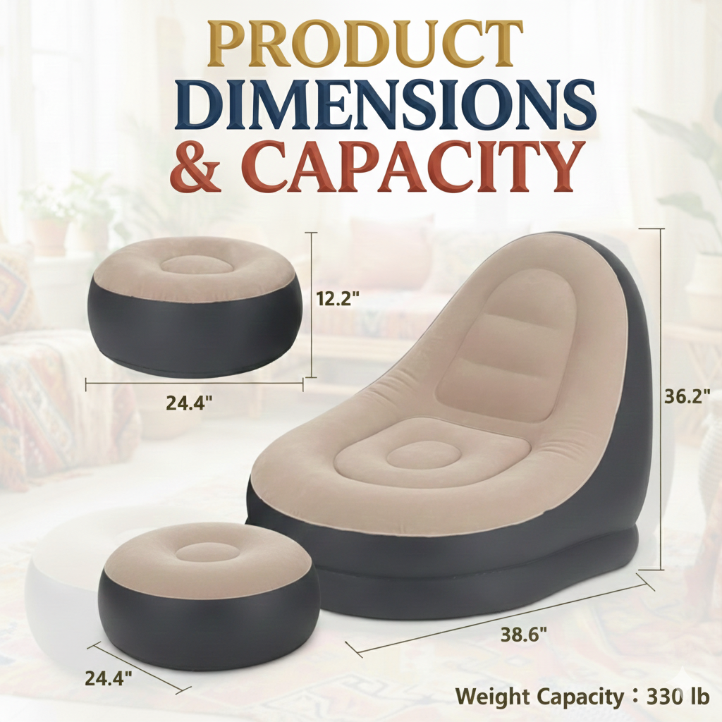 Inflatable Sofa with Footrest– Perfect for Home and Travel