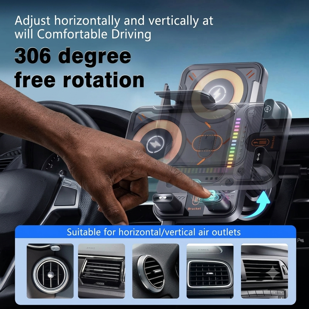 Premium 2-in-1 Smart Induction Wireless Car Charger Holder