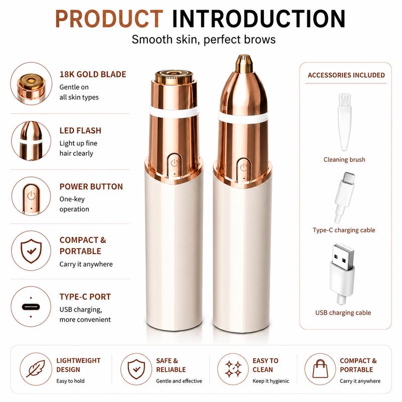 2-in-1 Women's Eyebrow and Facial Hair Removal Device