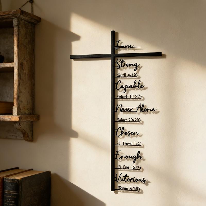 Biblical Verse Cross Metal Wall Decor: Daily Faith Reminder
