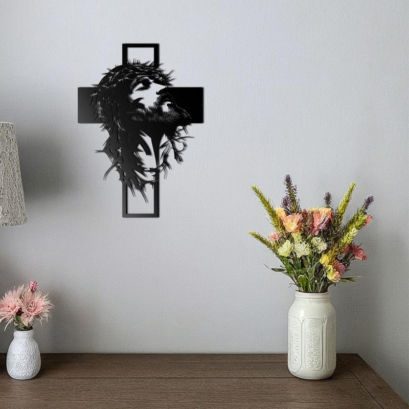 Crown of Thorns Jesus Cross Metal Wall Decor: Heartfelt Faith Statement