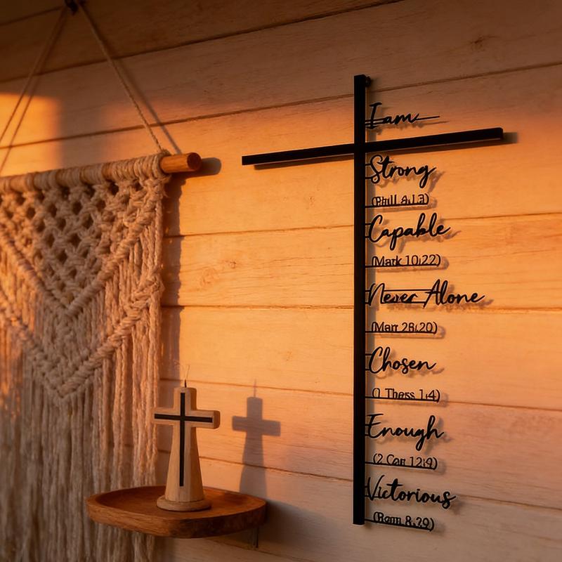 Biblical Verse Cross Metal Wall Decor: Daily Faith Reminder