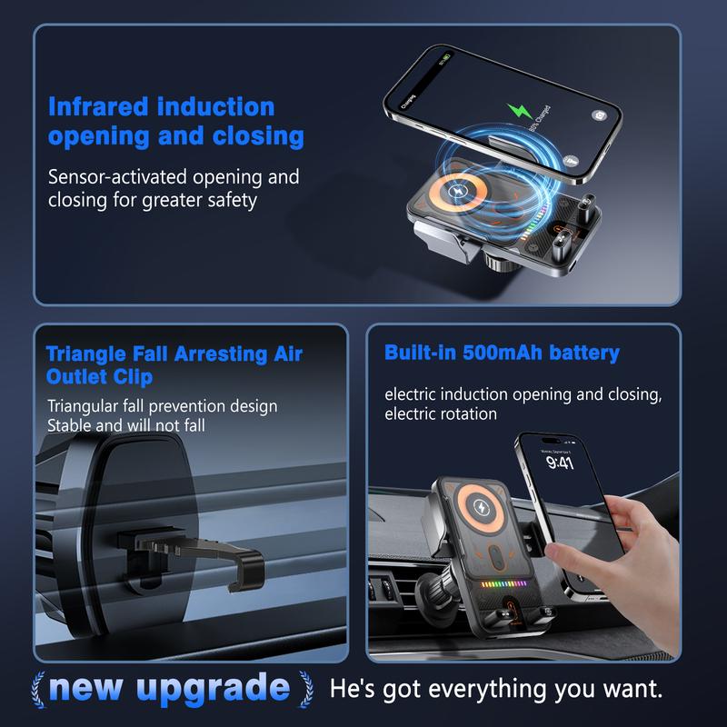 Premium 2-in-1 Smart Induction Wireless Car Charger Holder