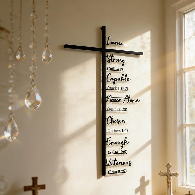 Biblical Verse Cross Metal Wall Decor: Daily Faith Reminder